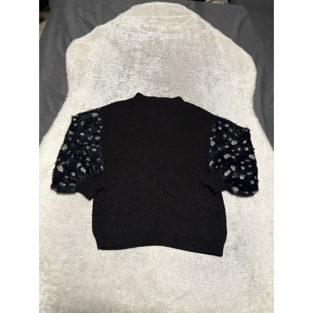 Anthropologie Knitted & Knotted Mock Neck Fuzzy Sleeve Sweater Size Small
